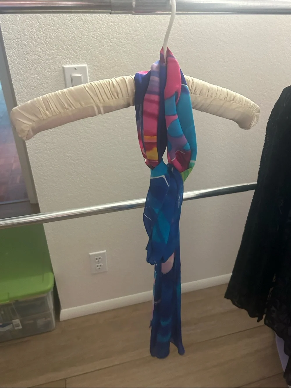 Colorful Blue Multicolor Decorative Scarf - 100% Silk with shawl (broken shawl)